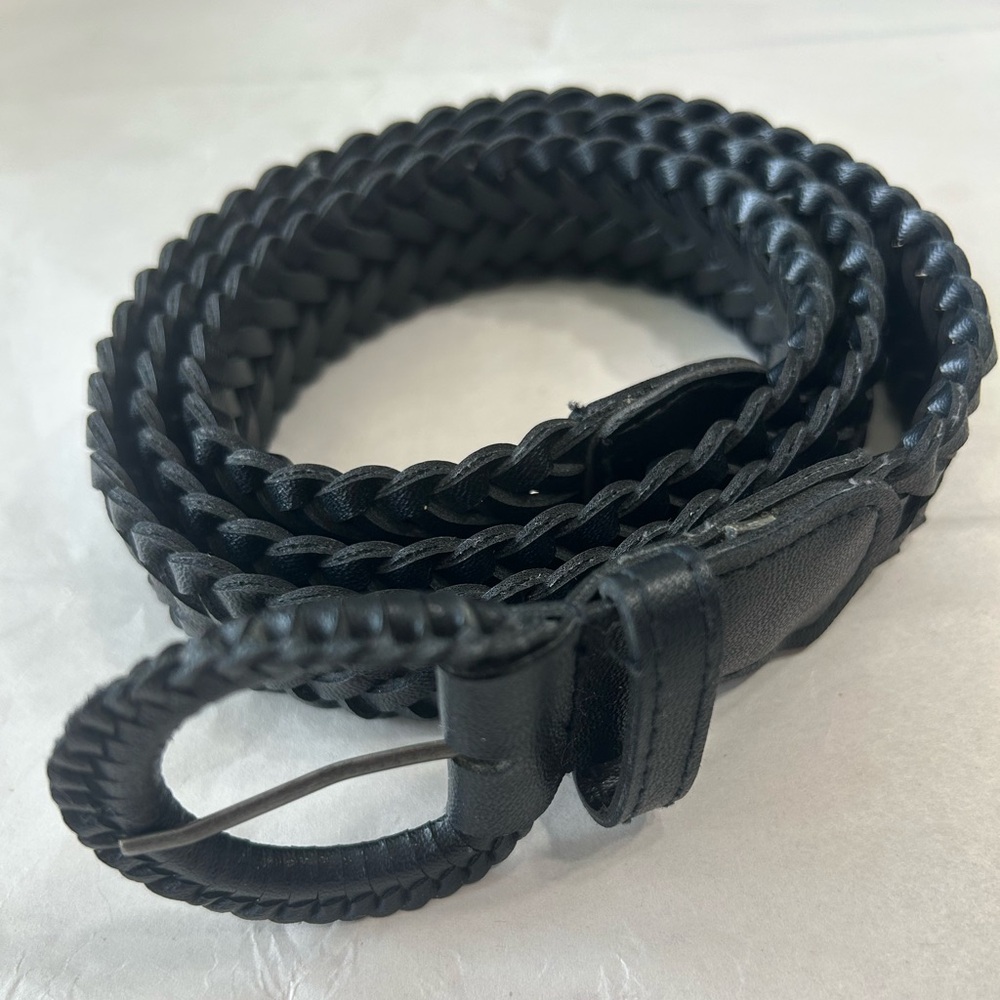 Woman’s Black Braided Belt with Intricate Design